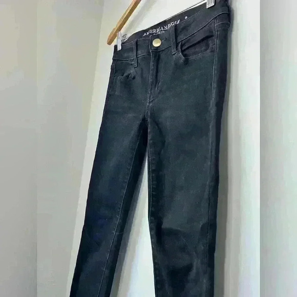 American Eagle Outfitters Women’s Black Short Stretch Denim Skinny Jeans  Punk 0 - Picture 4 of 10